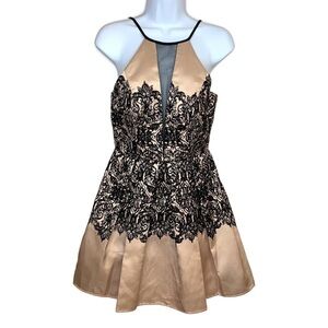 Size 5 Beige And Black Glitter Prom Dress Sleeveless Petticoat Juniors Small